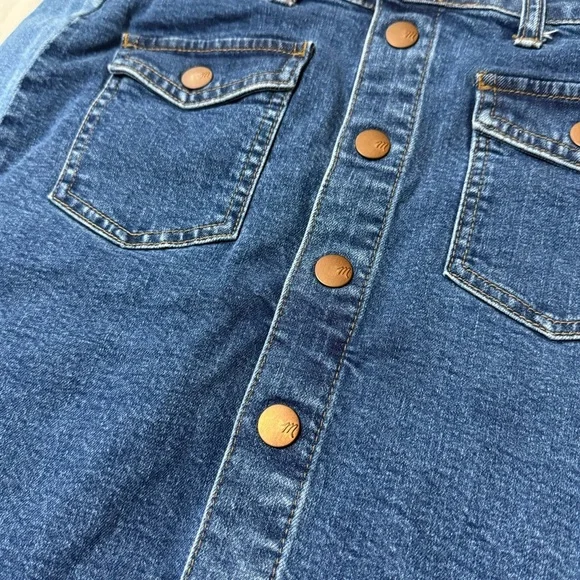 Madewell Stretch Denim Straight Mini Skirt Snap Button Closure Women’s Size 29 - Picture 11 of 13